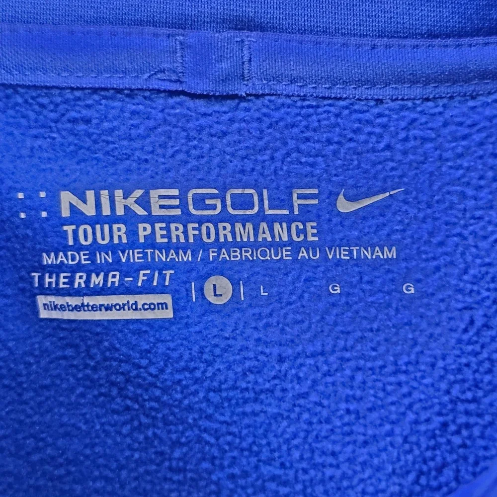 Nike‎ Golf Pullover Mens Large Blue 1/4 Zip Therma-FIT Tour Performance Fleece